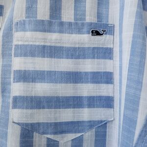 VINEYARD VINES Woven Striped Weekend Button Down Size 10 Newport Blue & White
